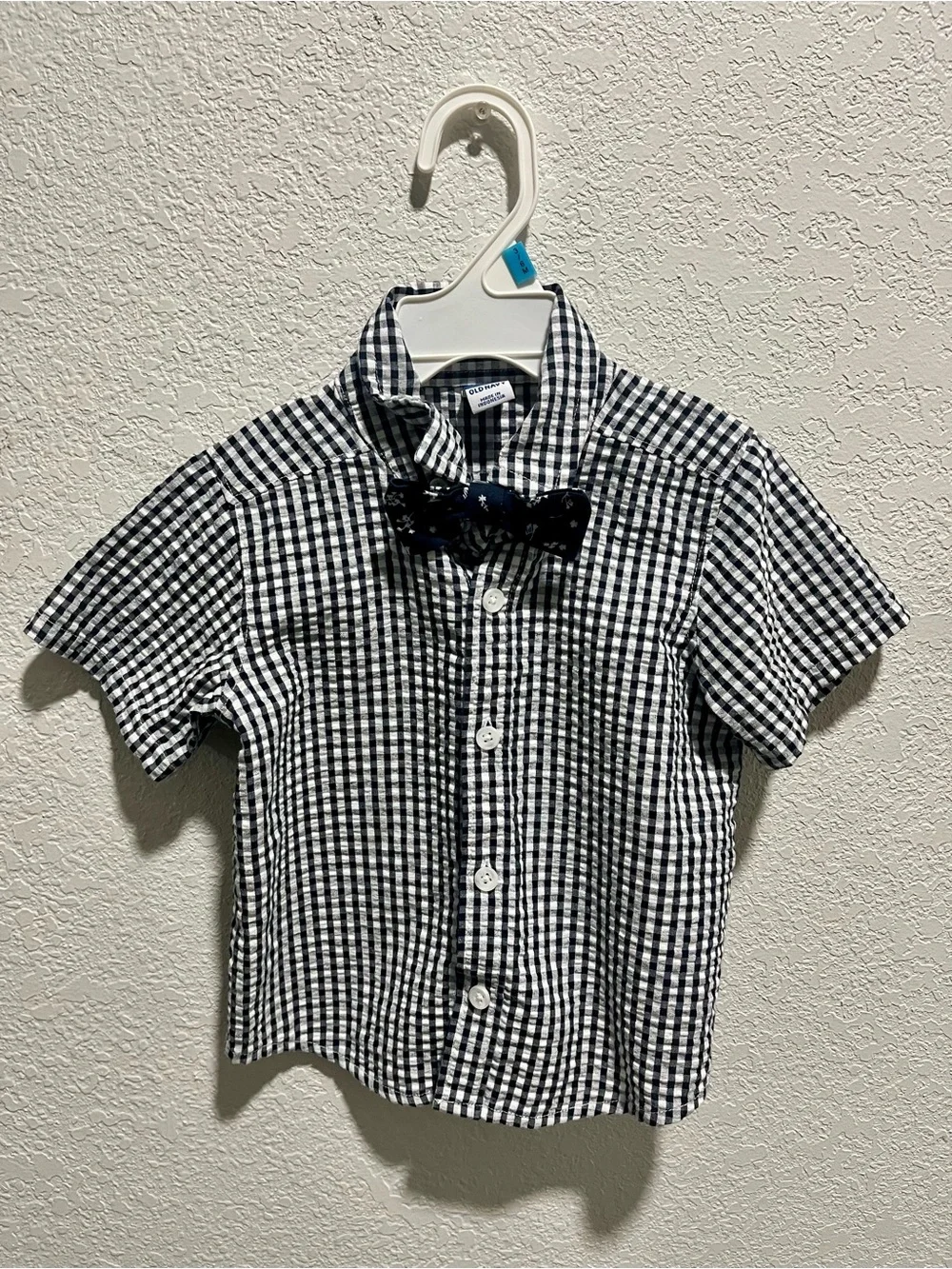 Old Navy Short-Sleeve Button-Up Shirts- Navy & Teal Plaid Set